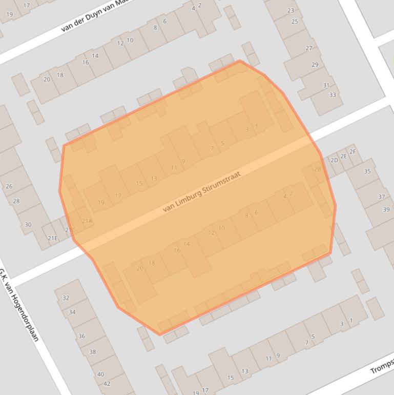 Kaart van postcodegebied 5463BS.