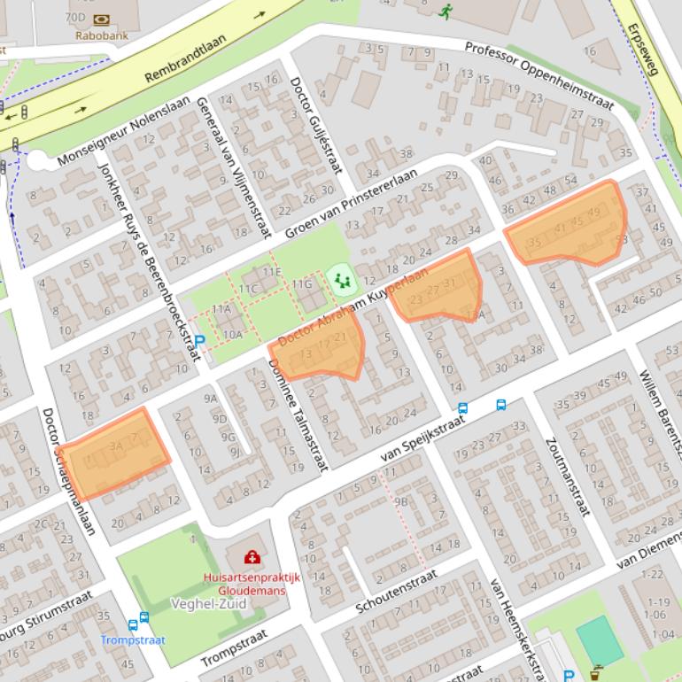 Kaart van postcodegebied 5463CL.