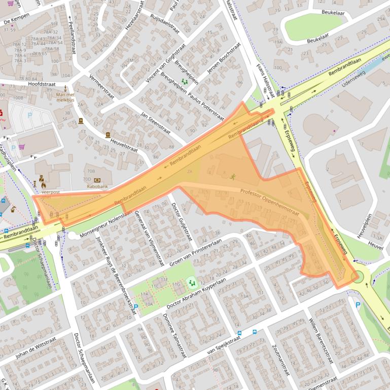 Kaart van postcodegebied 5463ED.