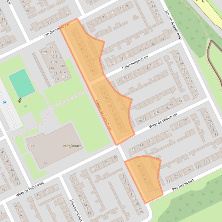 Kaart van postcodegebied 5463EL.