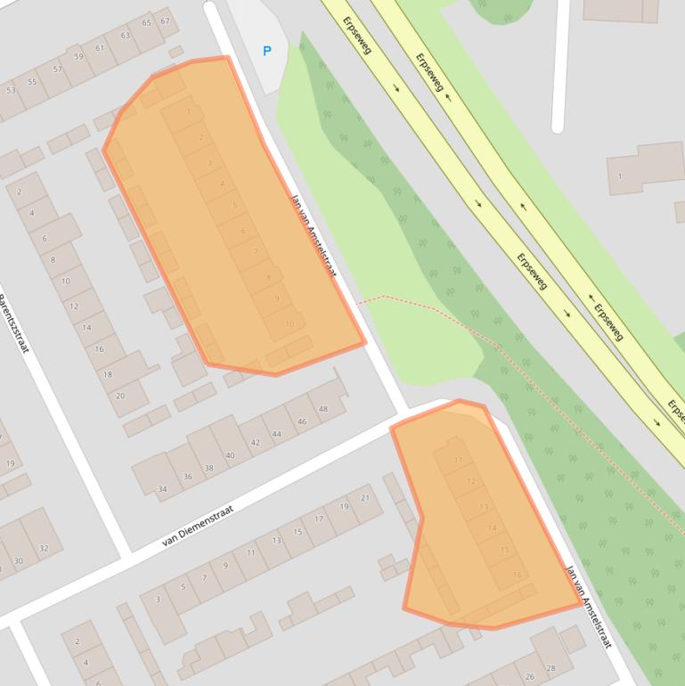 Kaart van postcodegebied 5463EN.