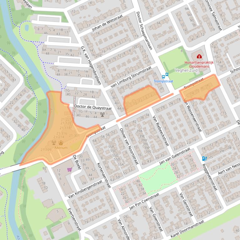 Kaart van postcodegebied 5463GK.