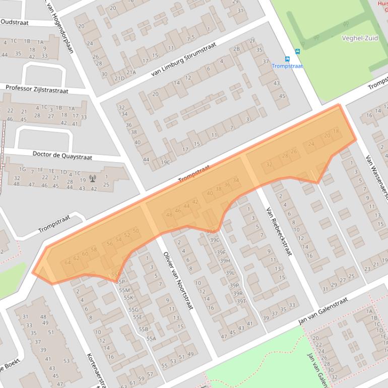 Kaart van postcodegebied 5463GL.