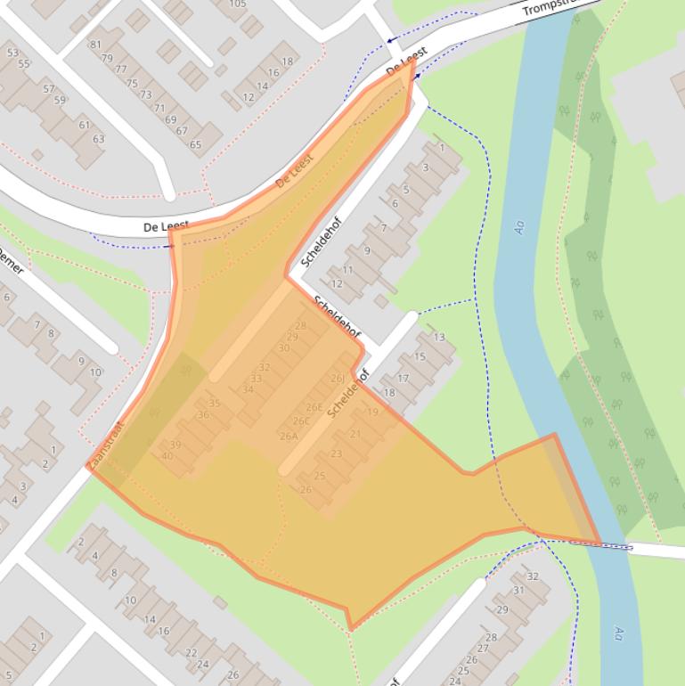 Kaart van postcodegebied 5463JD.