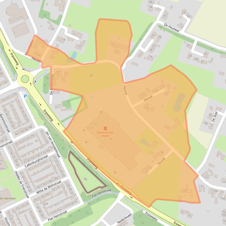 Kaart van postcodegebied 5463XB.