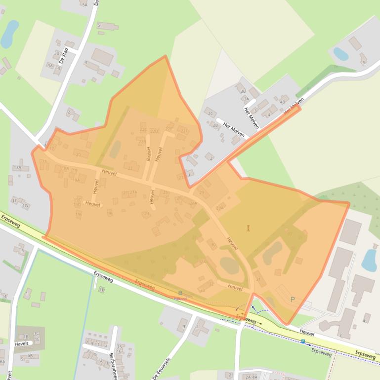 Kaart van postcodegebied 5463XC.