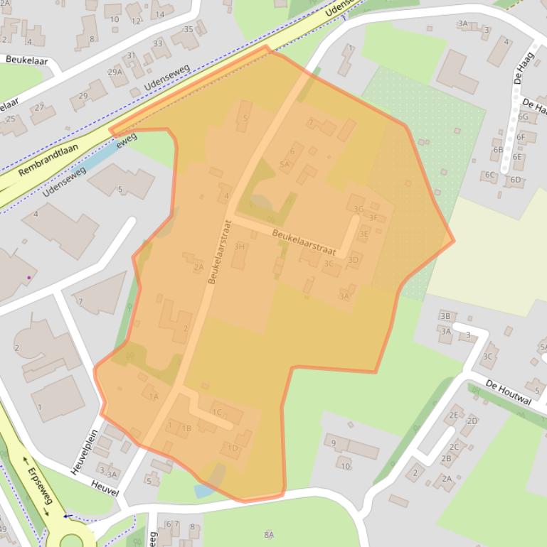 Kaart van postcodegebied 5463XH.