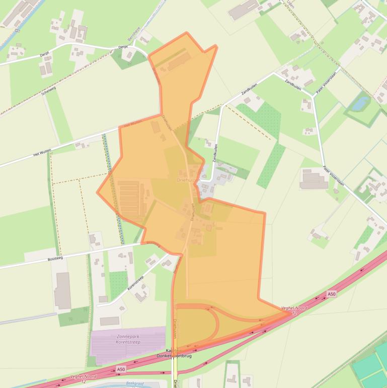 Kaart van postcodegebied 5464RA.