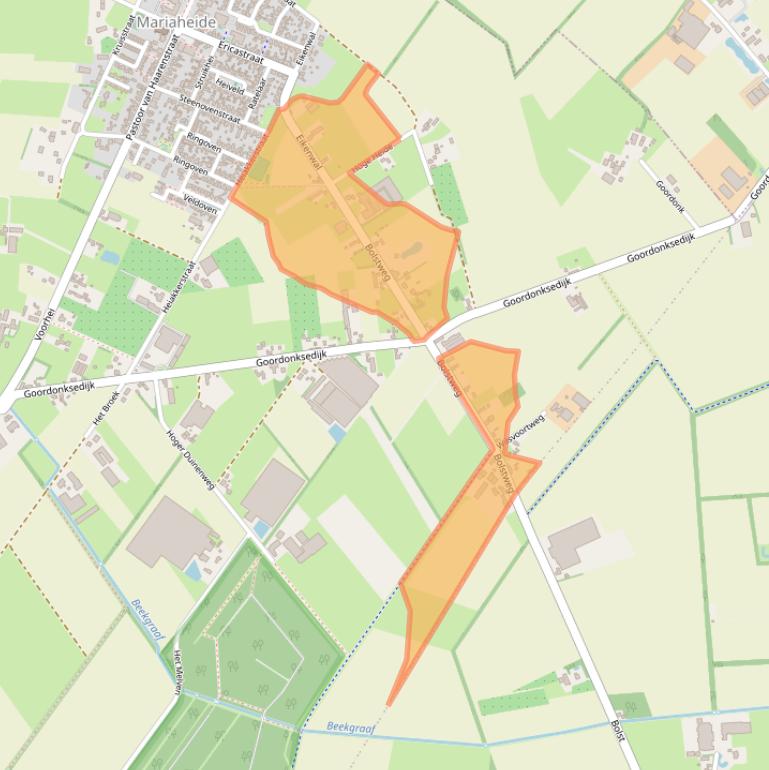 Kaart van postcodegebied 5464TC.