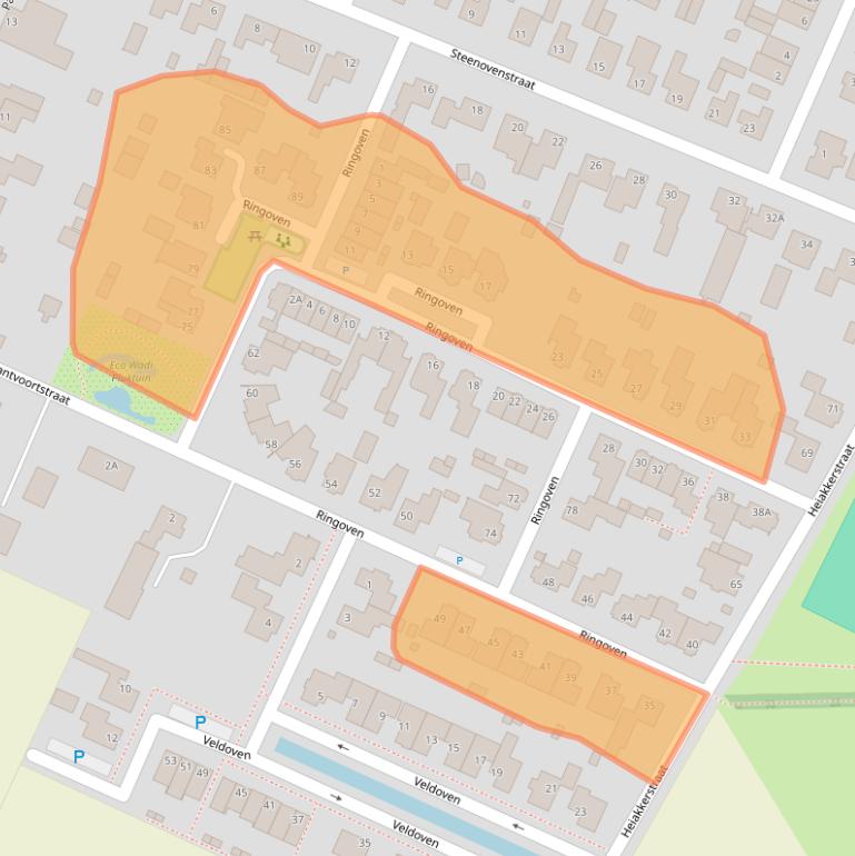 Kaart van postcodegebied 5464VZ.