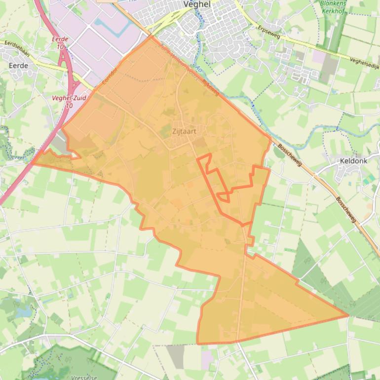 Kaart van postcodegebied 5465.