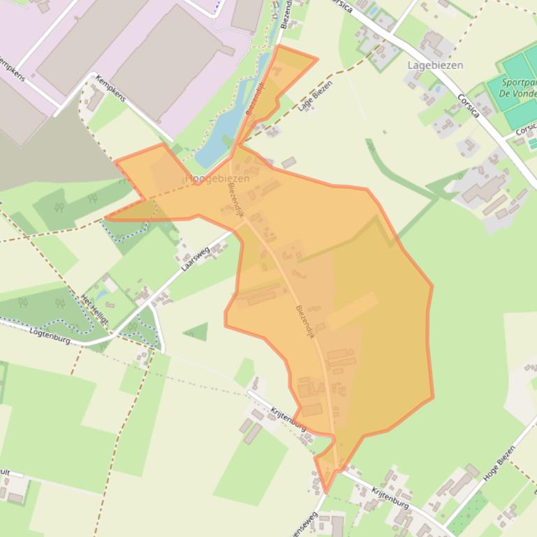 Kaart van postcodegebied 5465LD.