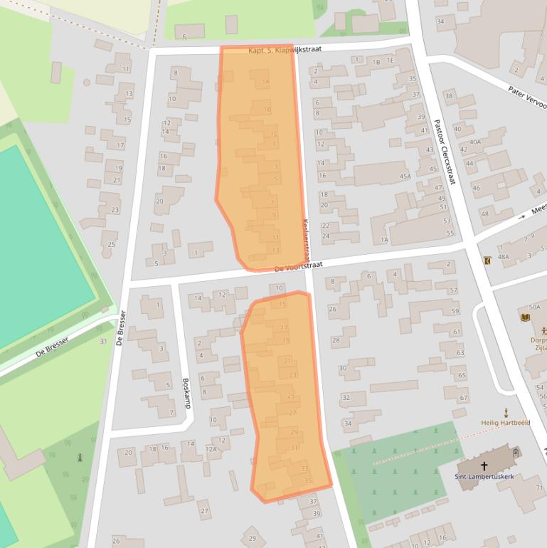 Kaart van postcodegebied 5465RL.