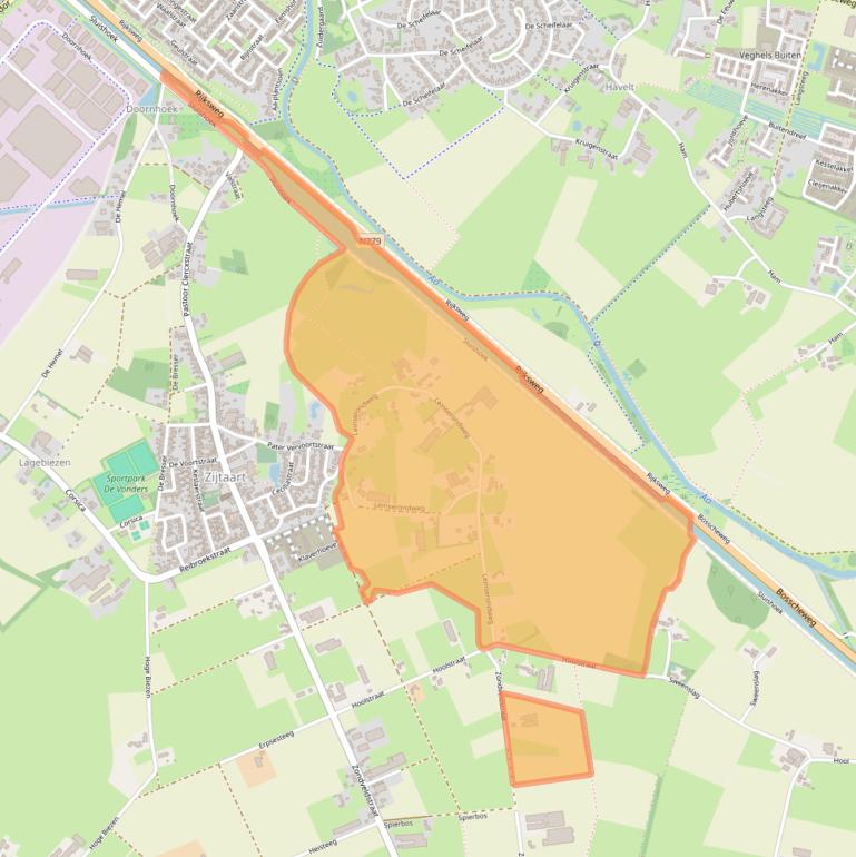 Kaart van postcodegebied 5465RV.