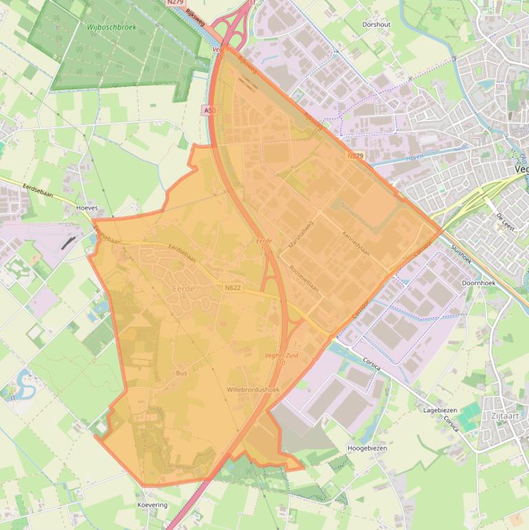 Kaartafbeelding, ingezoomd op postcodegebied 5466.