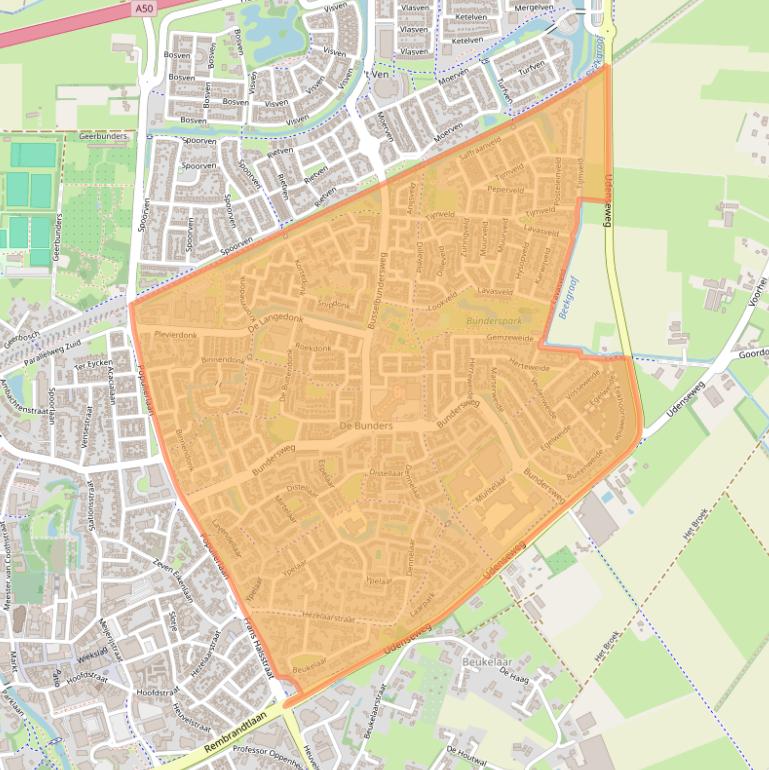 Kaartafbeelding, ingezoomd op postcodegebied 5467.