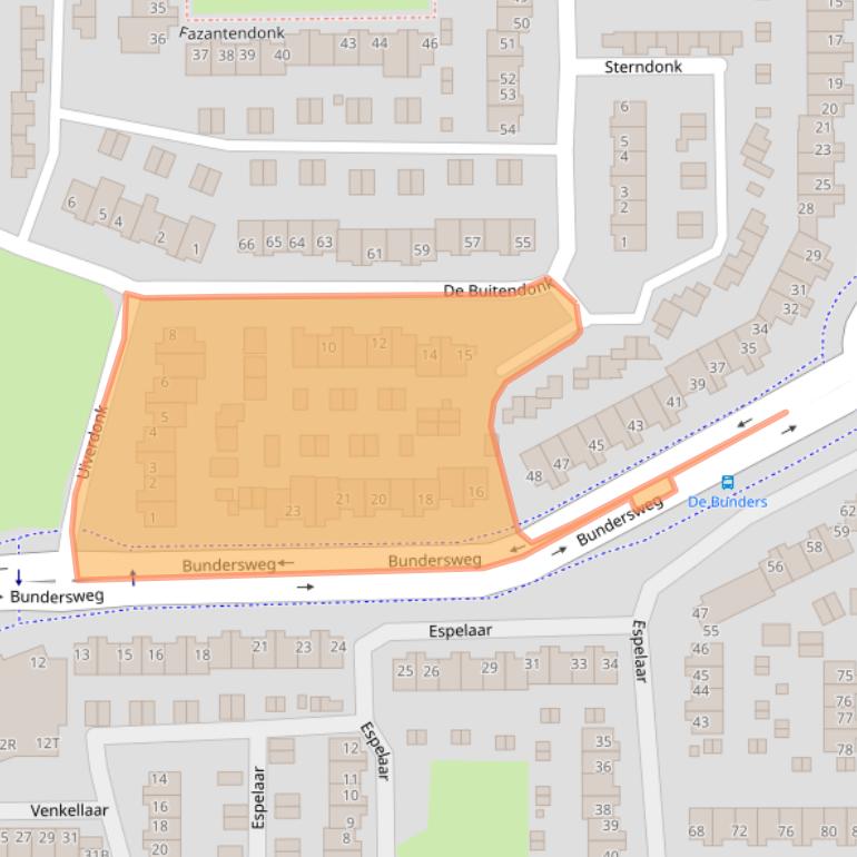 Kaart van postcodegebied 5467DZ.