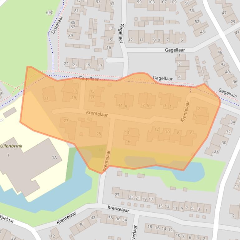 Kaart van postcodegebied 5467JE.