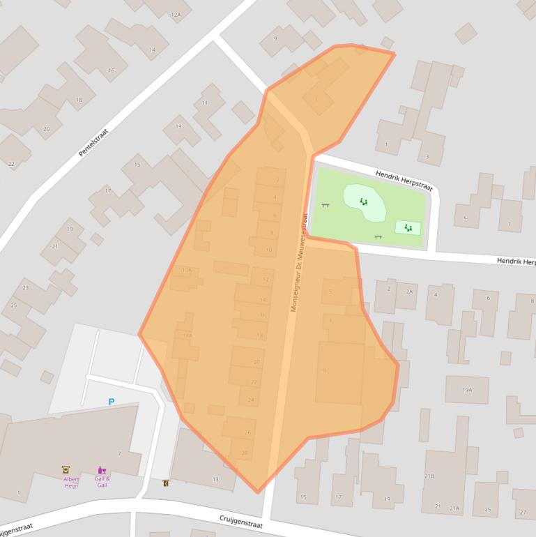 Kaart van postcodegebied 5469BE.