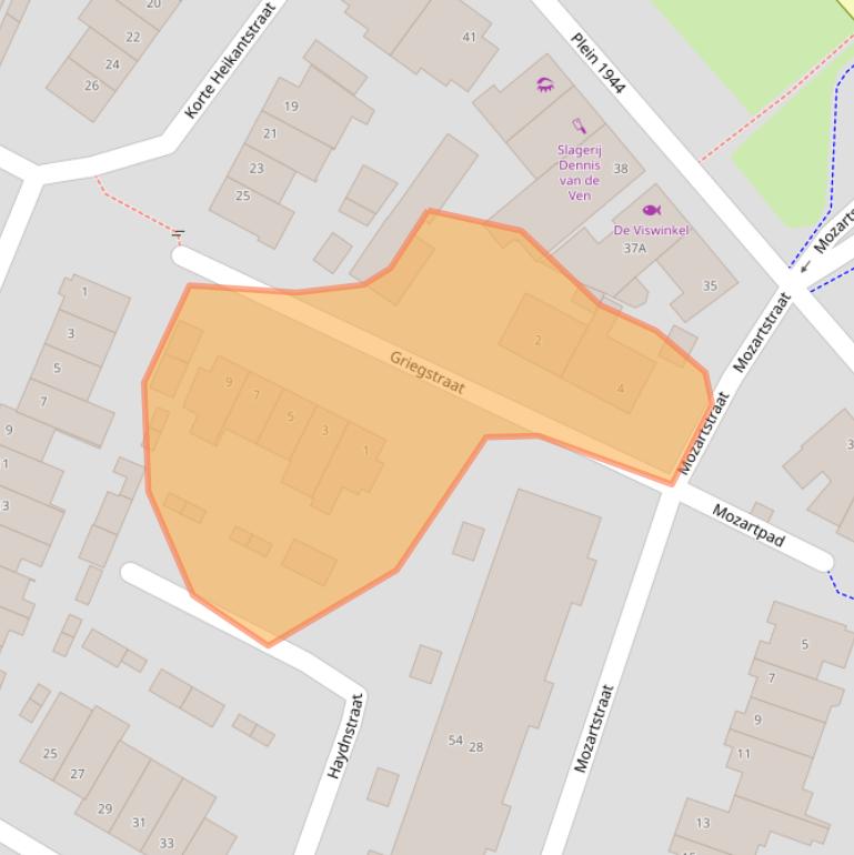 Kaart van postcodegebied 5481CD.