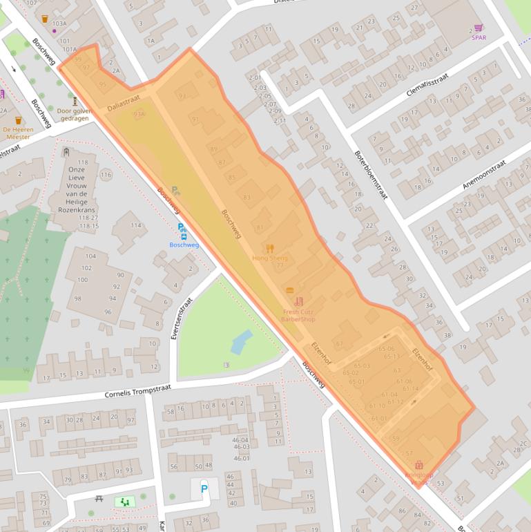 Kaart van postcodegebied 5481EC.