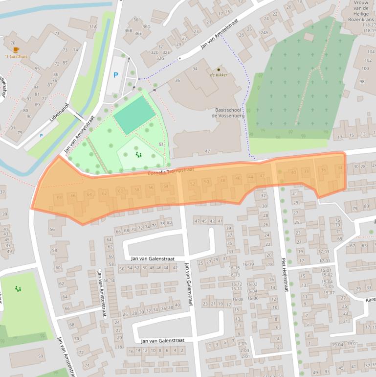 Kaart van postcodegebied 5481GT.