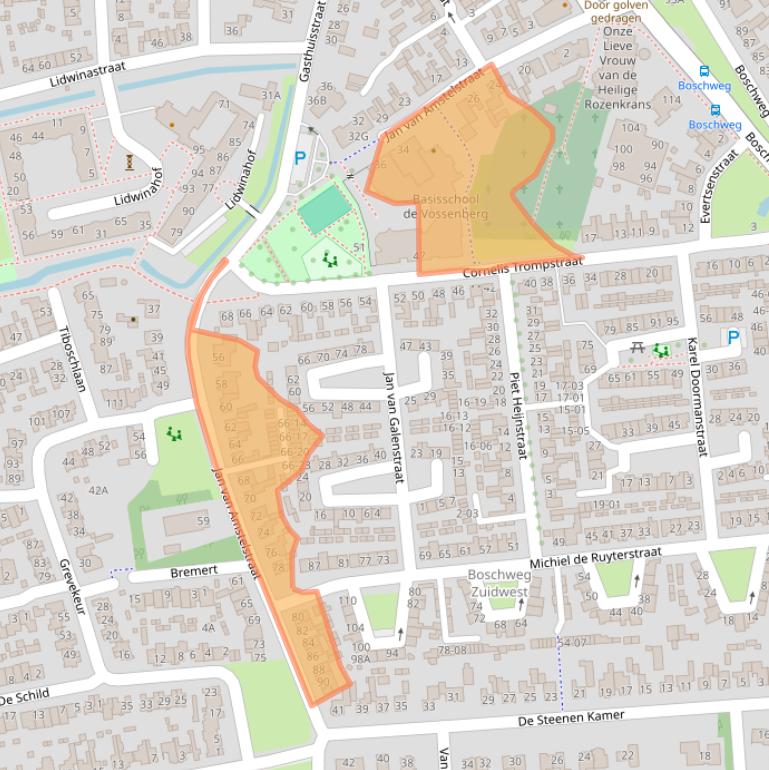 Kaart van postcodegebied 5481HD.