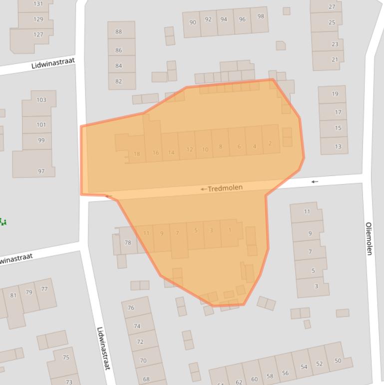 Kaart van postcodegebied 5481MZ.