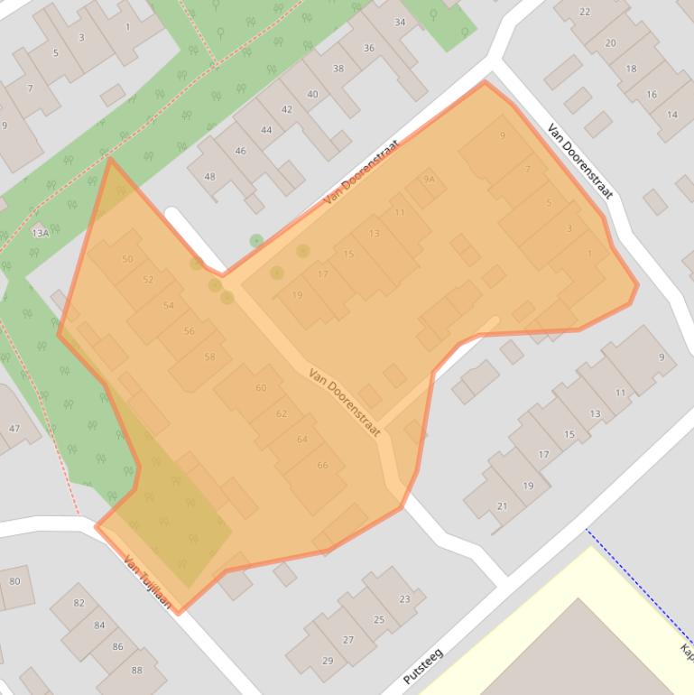Kaart van postcodegebied 5481RC.