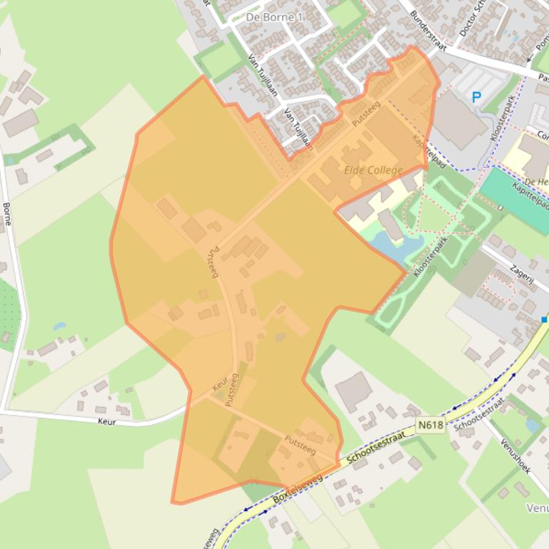 Kaart van postcodegebied 5481XT.