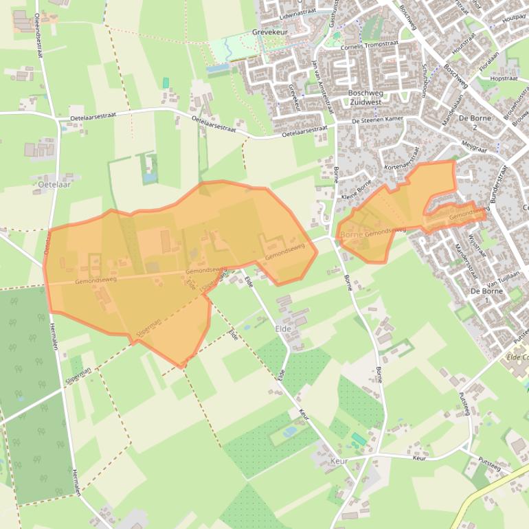 Kaart van postcodegebied 5481XW.