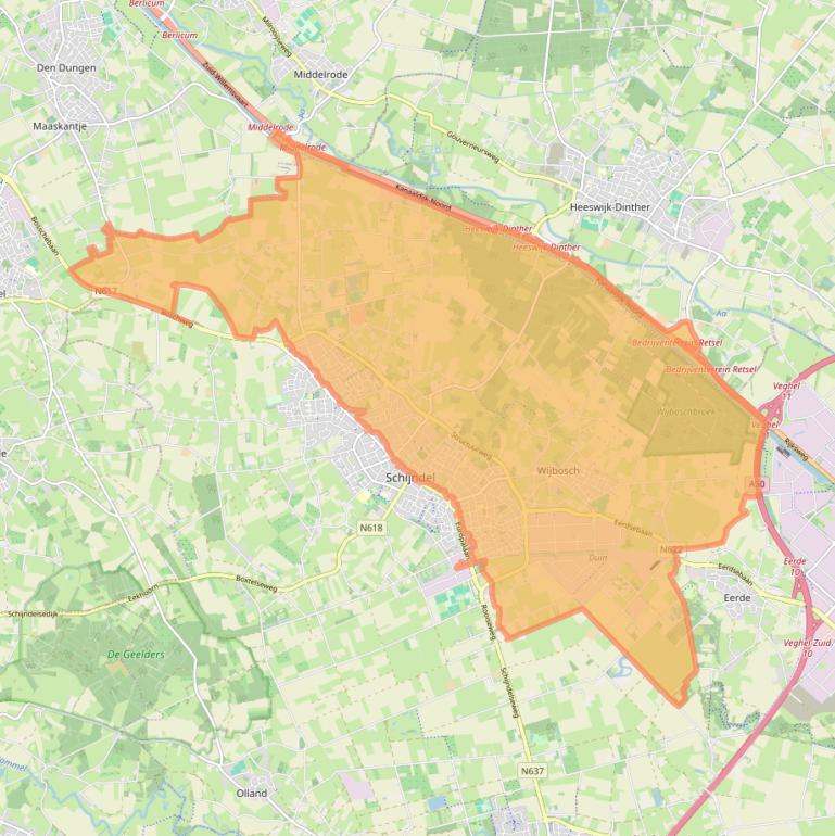 Kaart van postcodegebied 5482.