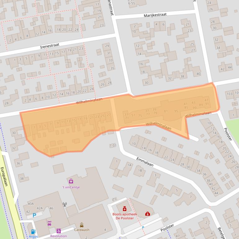 Kaart van postcodegebied 5482AA.