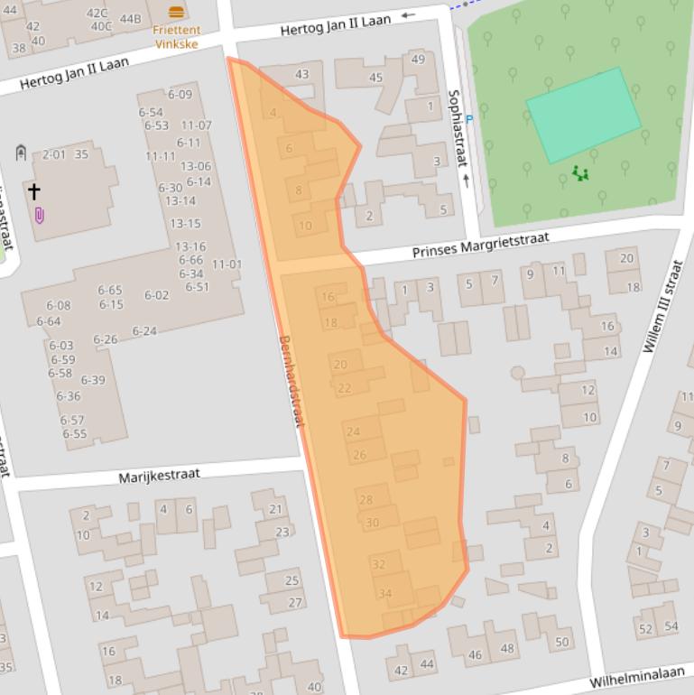 Kaart van postcodegebied 5482AH.