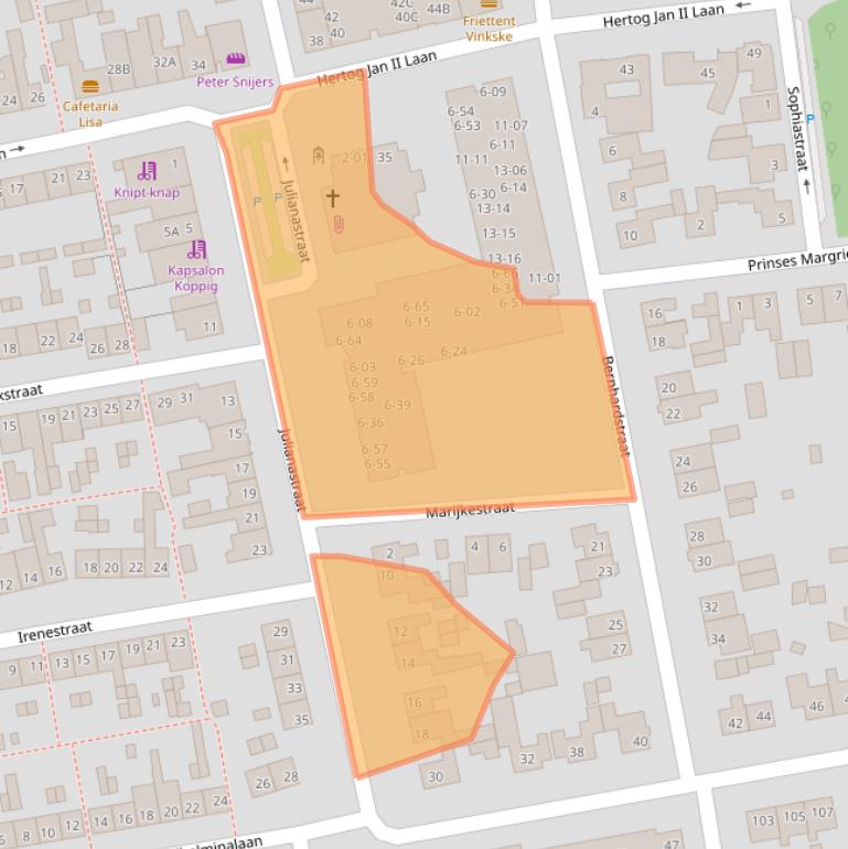 Kaart van postcodegebied 5482AL.