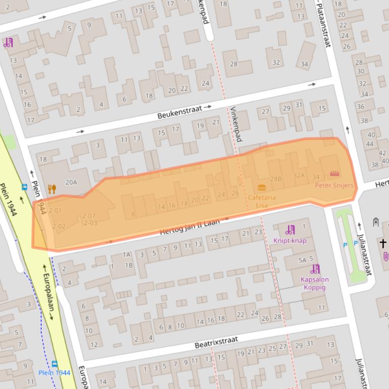 Kaart van postcodegebied 5482BH.