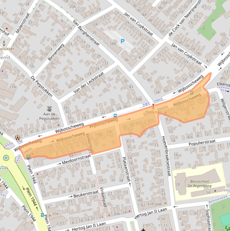 Kaart van postcodegebied 5482EA.