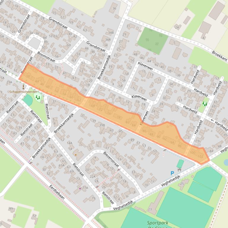 Kaart van postcodegebied 5482EN.