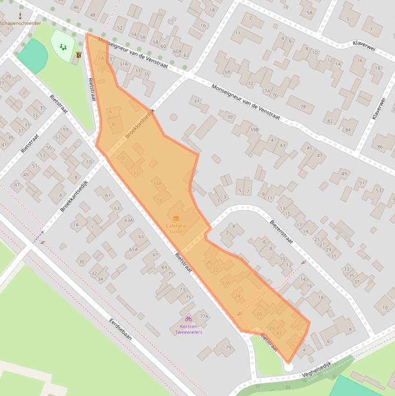 Kaart van postcodegebied 5482EX.