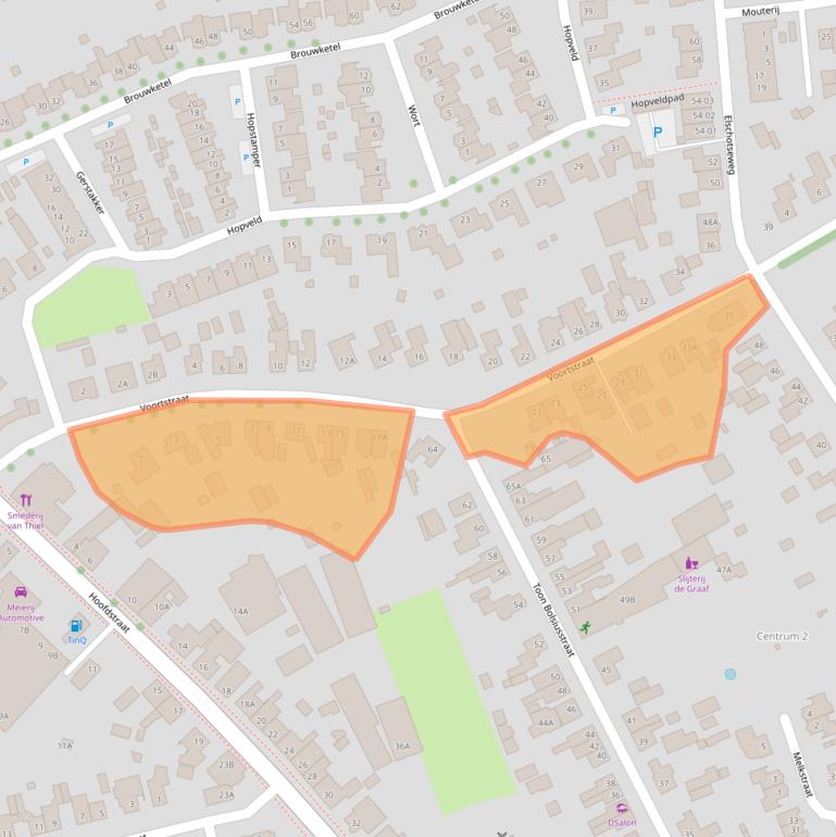 Kaart van postcodegebied 5482LE.