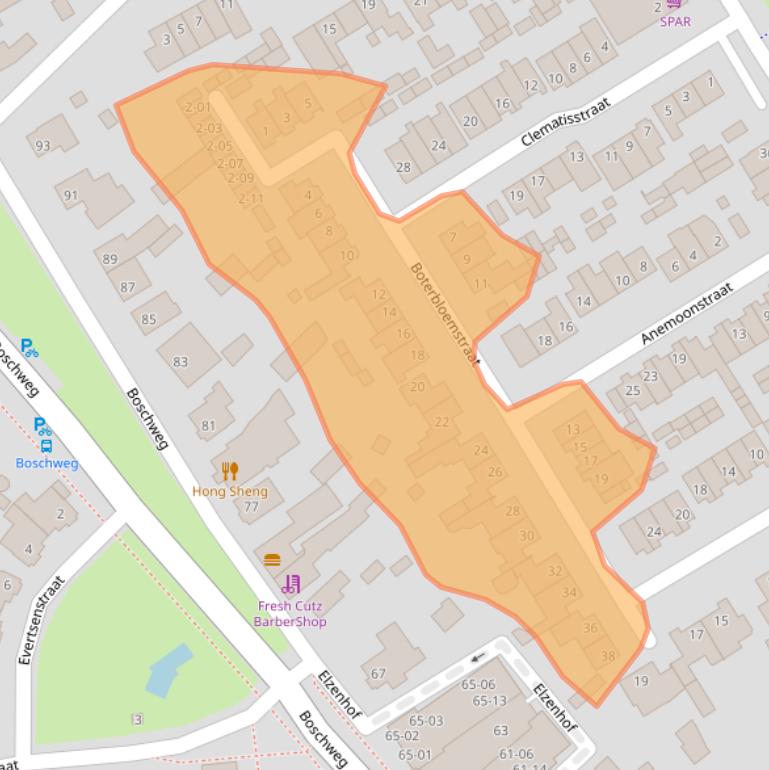 Kaart van postcodegebied 5482ME.