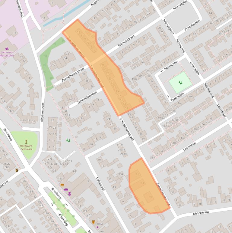 Kaart van postcodegebied 5482RP.