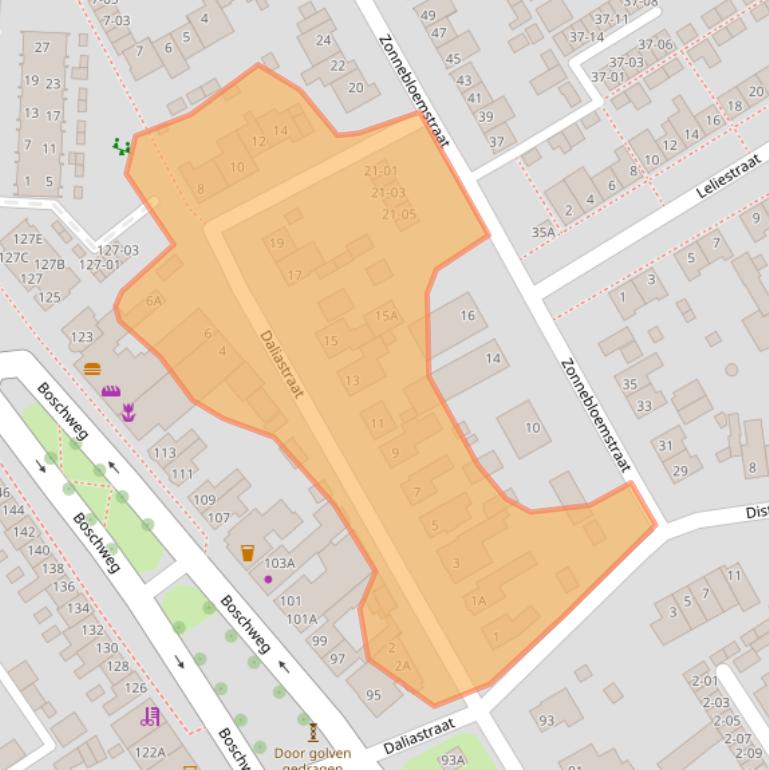 Kaart van postcodegebied 5482RR.