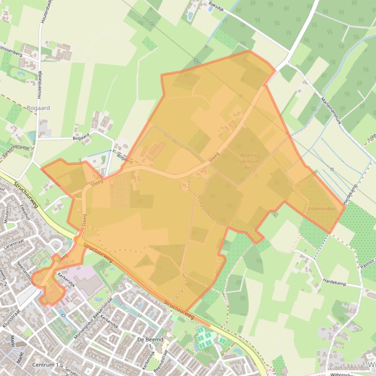 Kaart van postcodegebied 5482WN.