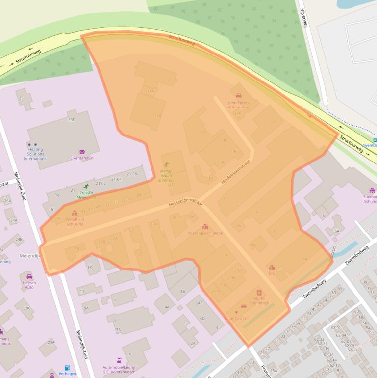 Kaart van postcodegebied 5482ZA.