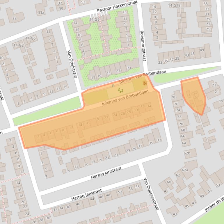 Kaart van postcodegebied 5491CB.