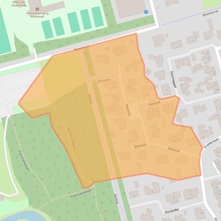 Kaart van postcodegebied 5491KE.