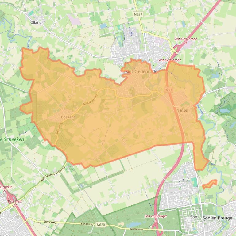 Kaart van postcodegebied 5492.