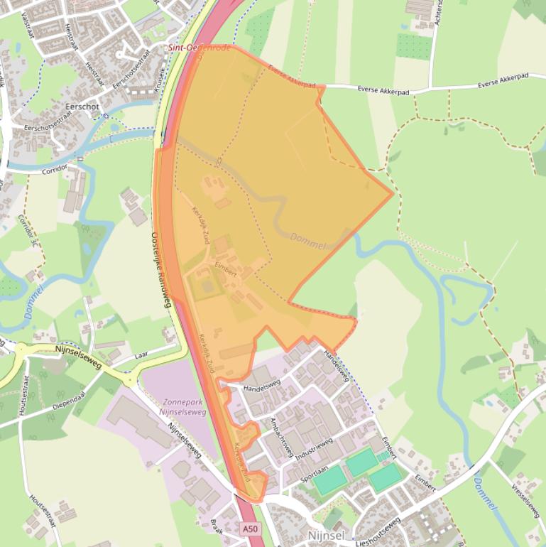 Kaart van postcodegebied 5492HW.