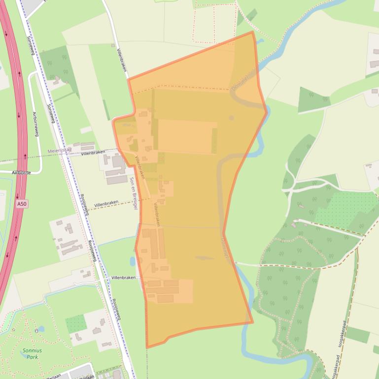 Kaart van postcodegebied 5492ND.